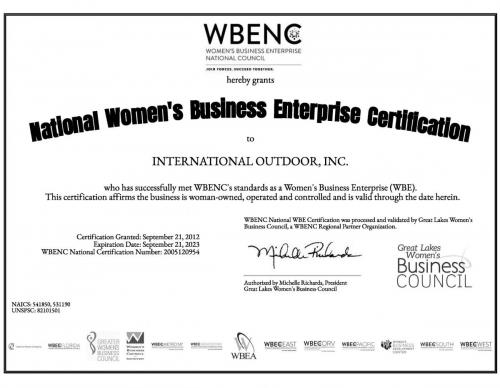 WBENC Certificate 2022